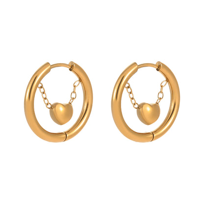 18k Gold Plated Heart Huggie Earrings Gorgeous Vintage Jewelry