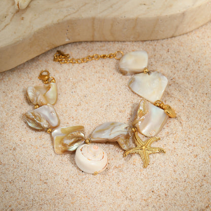 18k Gold Plated Titanium Steel Bracelet Gorgeous Shell Jewelry