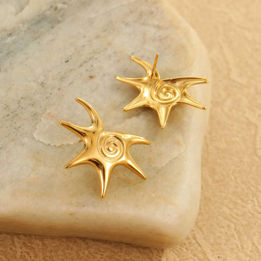 18k Gold Plated Starfish Earrings Necklace Gorgeous Jewelry Set