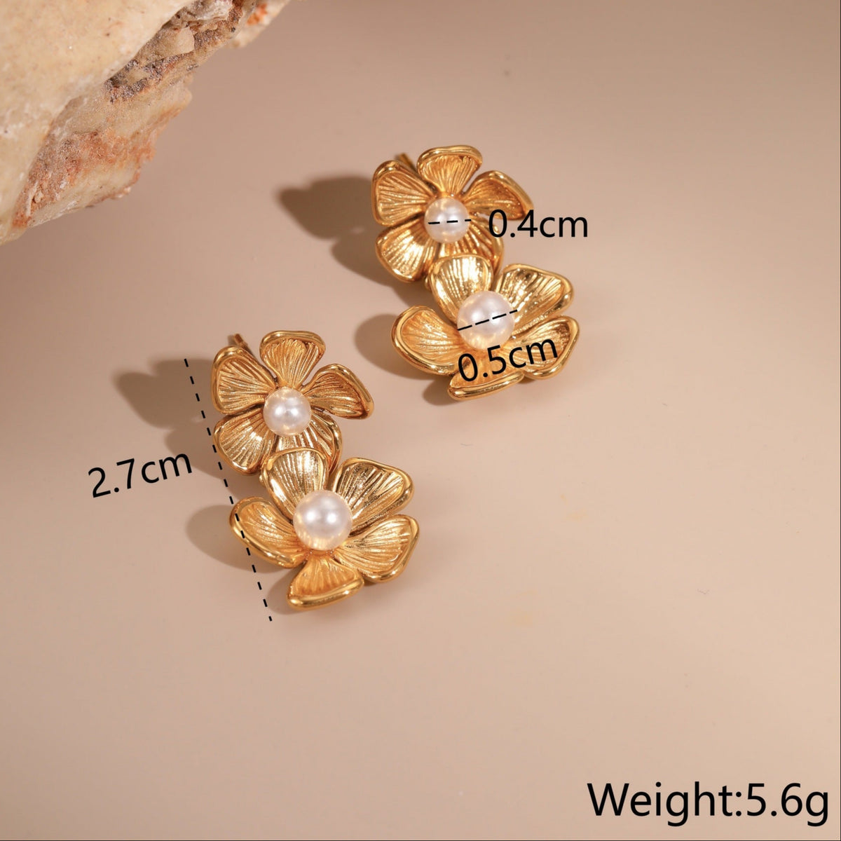 18k Gold Plated Pearl Earrings Gorgeous Flowers Bow Jewelry