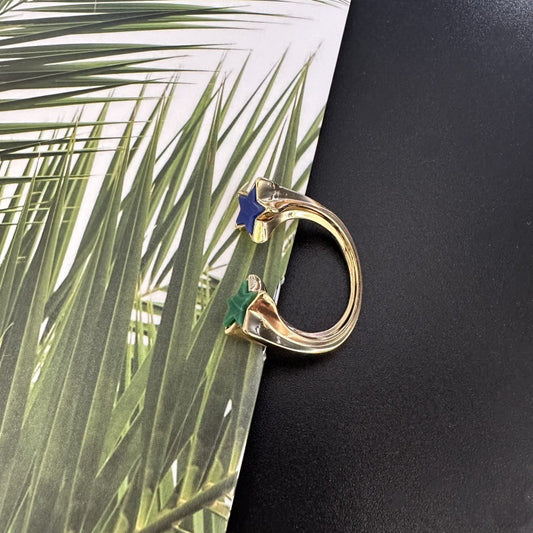 24K Gold Plated Meteor Gem Open Rings Hypoallergenic Gorgeous Jewelry