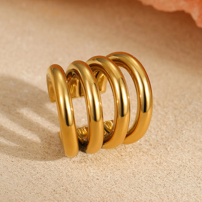 18k Gold Plated C-shaped Clip On Earrings Minimalist Style Outfit