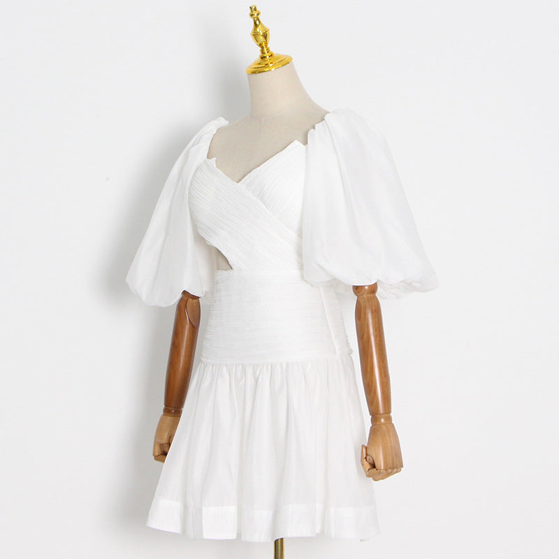 Party Puff Bubble Sleeve Skater Mini Dresses