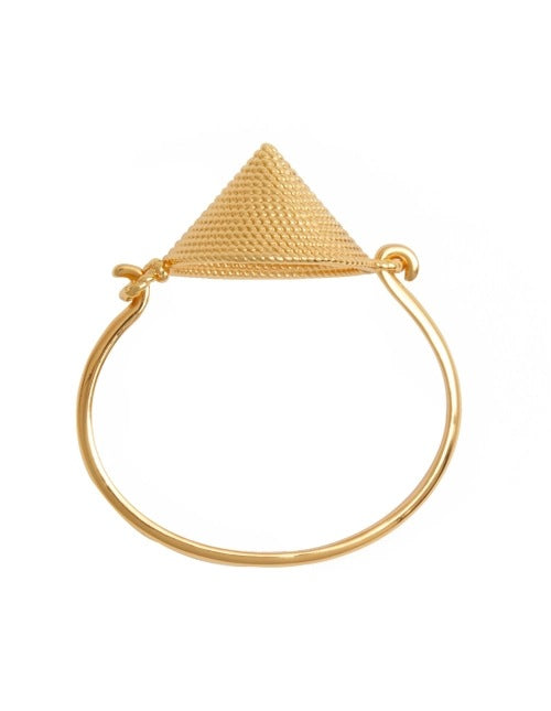 Vintage Matte 24k Gold Plated Hypoallergenic Grain Umbrella Bangle