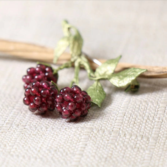 24K Solid Gold Plated Hypoallergenic Brooch With Genuine Garnet Gems