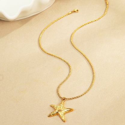 Gorgeous 18k Gold Plated Starfish Earrings Necklace Jewelry Set
