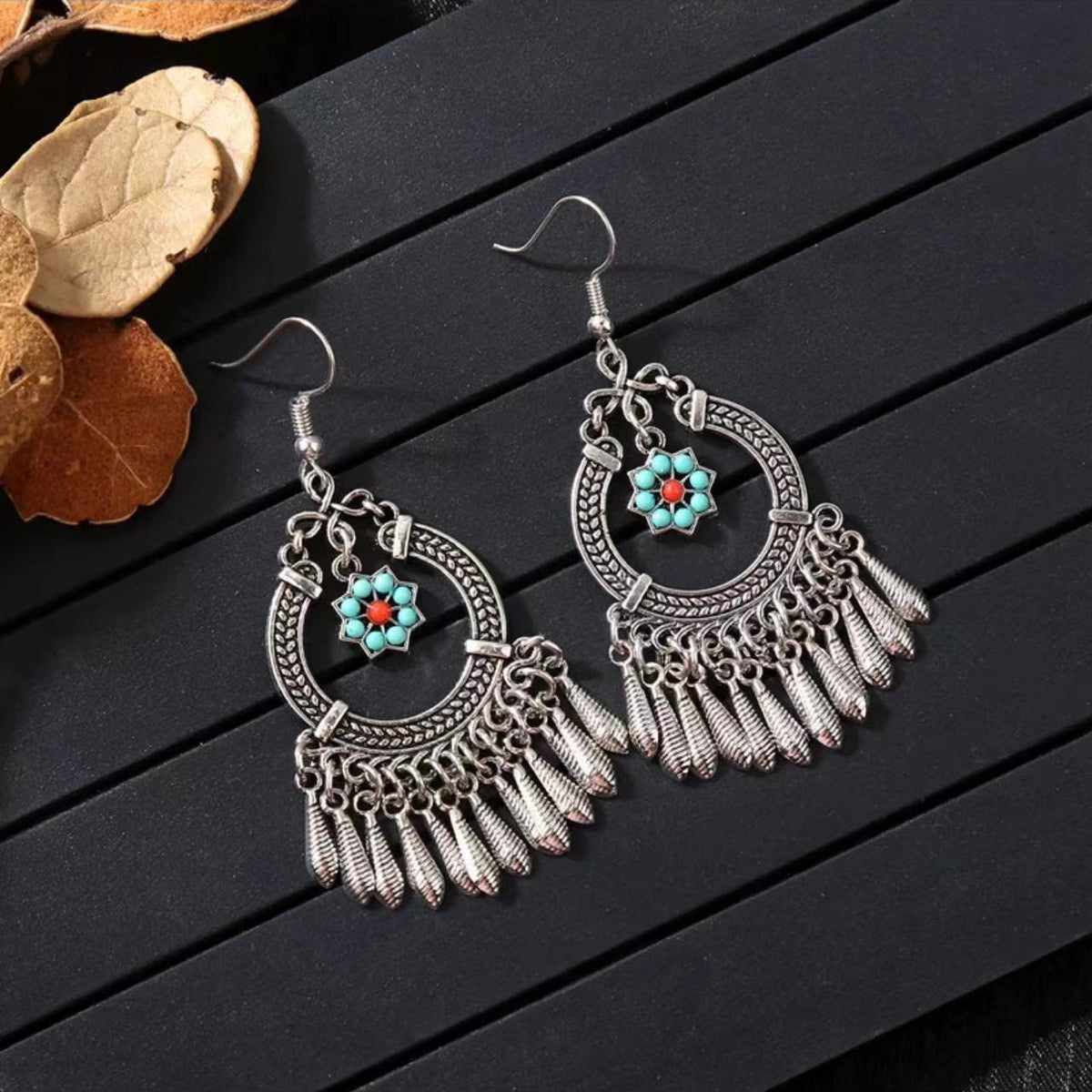 Vintage Jewelry Feather Tassel Earrings Bohemian Chandelier Earrings