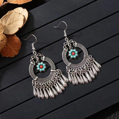 Vintage Jewelry Feather Tassel Earrings Bohemian Chandelier Earrings