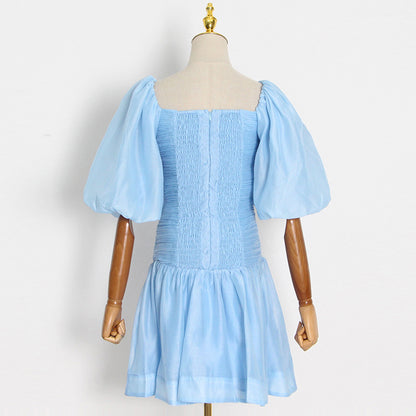 Party Puff Bubble Sleeve Skater Mini Dresses