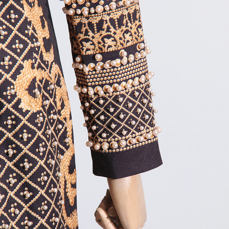 Party Turtleneck Beaded Floral Bodycon Mini Dresses