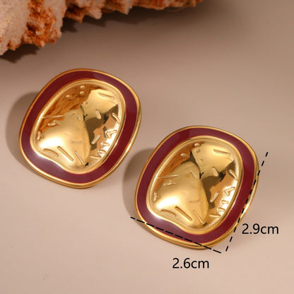 18k Gold Plated Stainless Steel Stud Earrings Gorgeous Vintage Jewelry