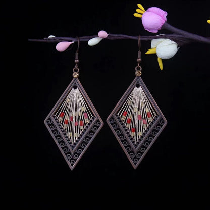 Vintage Jewelry Feather Tassel Earrings Bohemian Chandelier Earrings