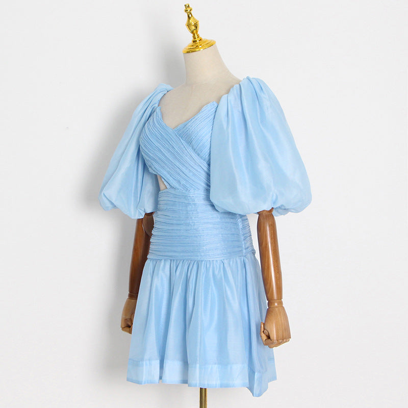 Party Puff Bubble Sleeve Skater Mini Dresses