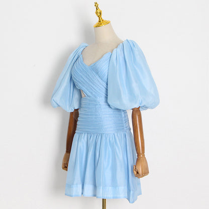 Party Puff Bubble Sleeve Skater Mini Dresses
