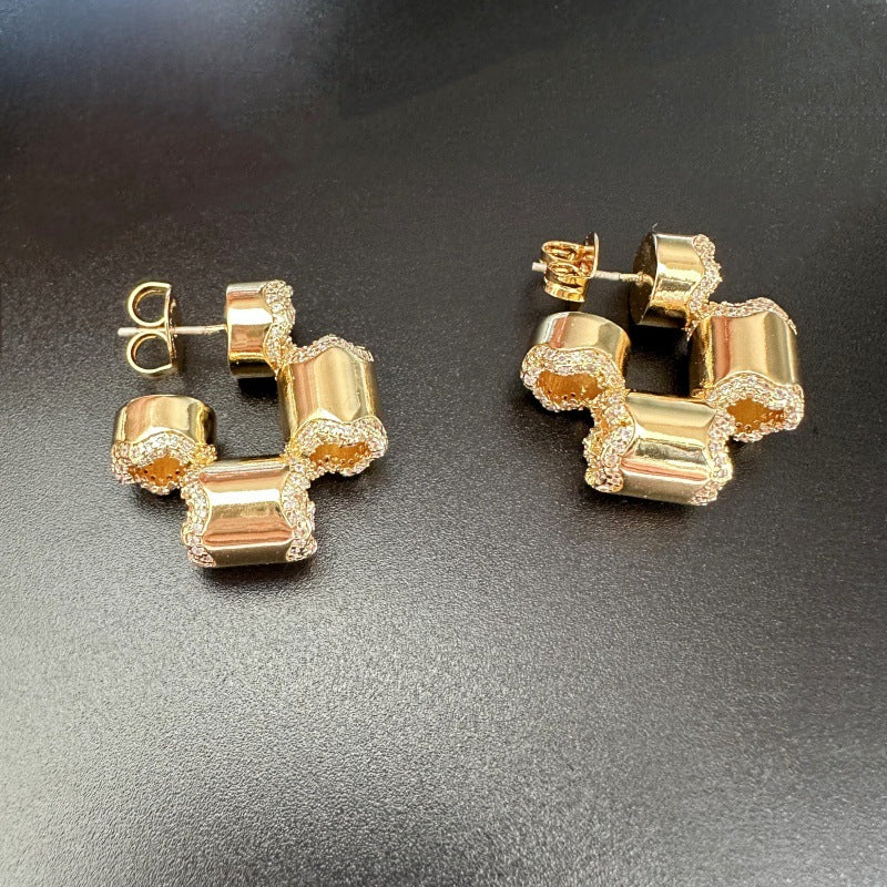 24K Gold Plated Earrings With 252 Diamonds Hypoallergenic Gorgeous Jewelry