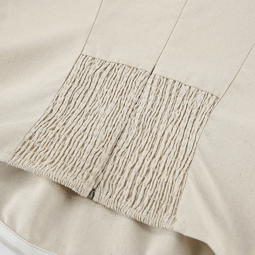 Backless Vacation Tube Top Linen Midi Maxi Dresses