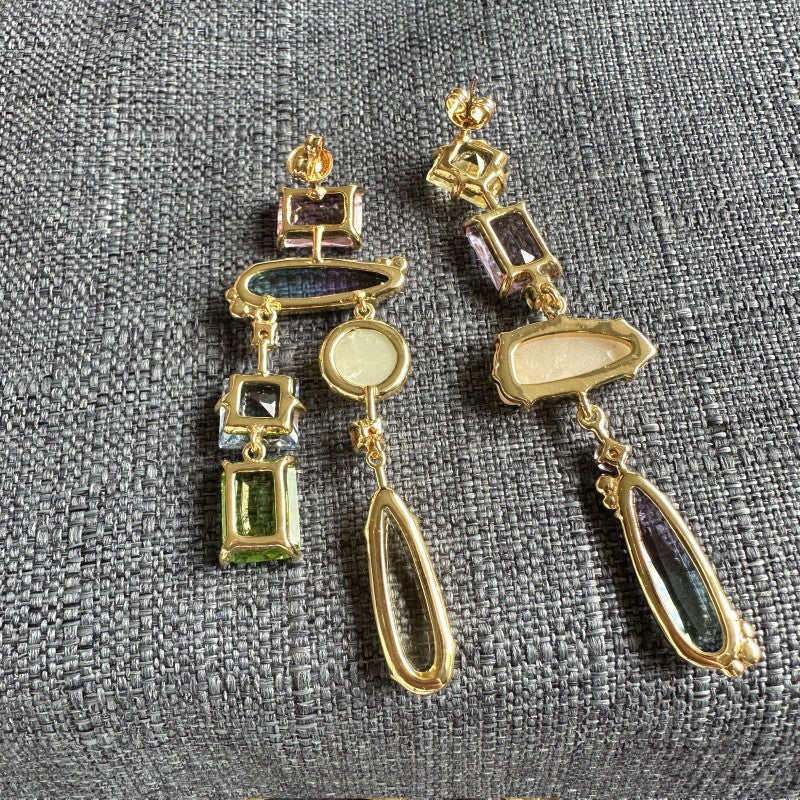 24K Solid Gold Plated Asymmetric Earrings