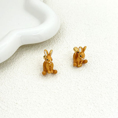 Enamel Earrings 24K Solid Gold Plated With Silver Needle