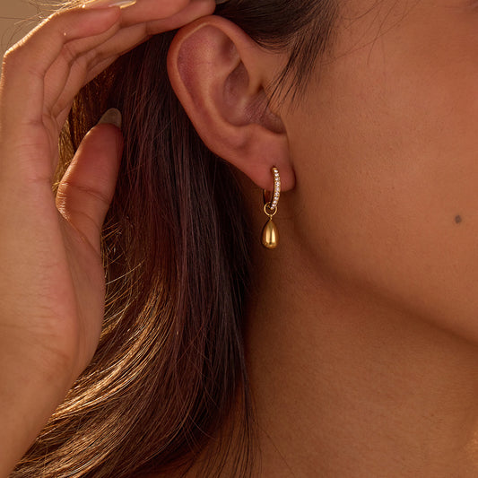 18k Gold Plated Diamond Huggie Earrings