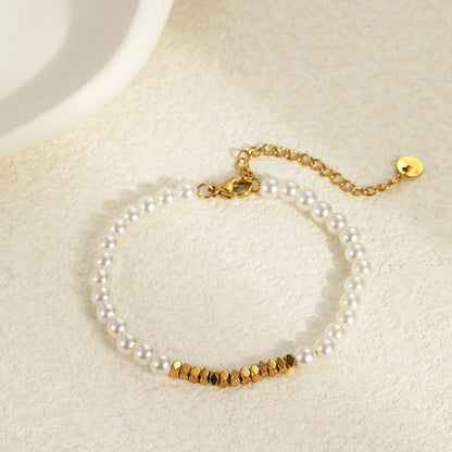 18k Gold Plated Pearls Bracelet Earrings Gorgeous Baroque Jewelry Set