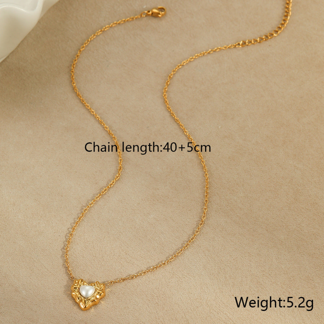 18k Gold Plated Necklace Bracelet Irregular Heart Pearl Earrings Gorgeous Jewelry Set