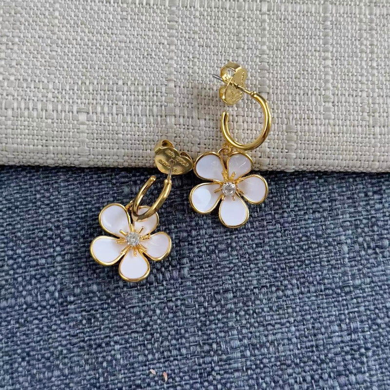 24K Gold Plated Flower Drop Earrings