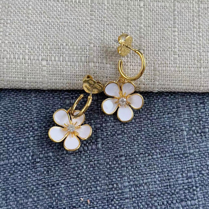 24K Gold Plated Flower Drop Earrings