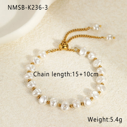 18k Gold Plated Pearls Bracelet Earrings Gorgeous Baroque Jewelry Set