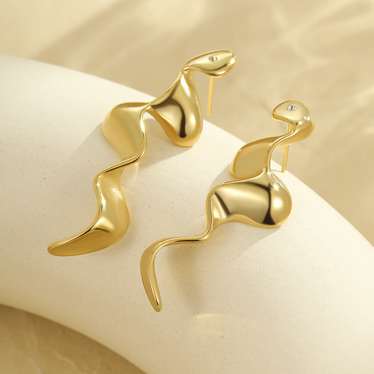 18k Gold Plated Snake Drop Earrings Gorgeous Jewelry