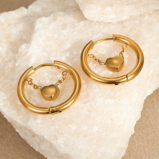 18k Gold Plated Heart Huggie Earrings Gorgeous Vintage Jewelry