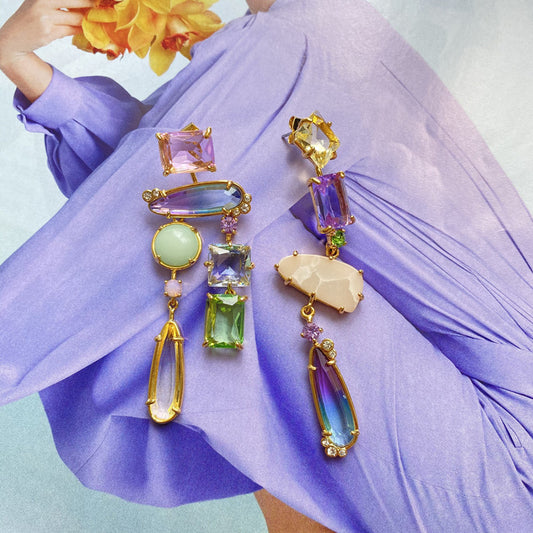 24K Solid Gold Plated Asymmetric Earrings