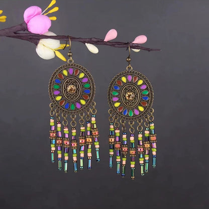 Vintage Jewelry Feather Tassel Earrings Bohemian Chandelier Earrings