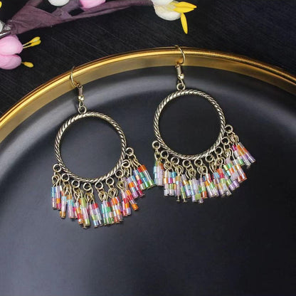 Vintage Jewelry Feather Tassel Earrings Bohemian Chandelier Earrings