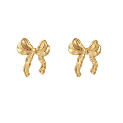 18k Gold Plated Pearl Earrings Gorgeous Flowers Bow Jewelry