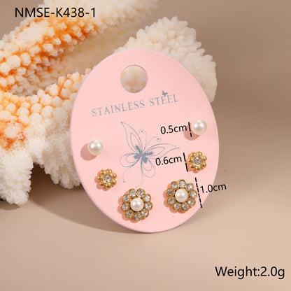 18k Gold Plated Diamonds Stainless Earrings Gorgeous 3-In-1 Jewelry Set