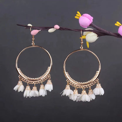 Vintage Jewelry Feather Tassel Earrings Bohemian Chandelier Earrings