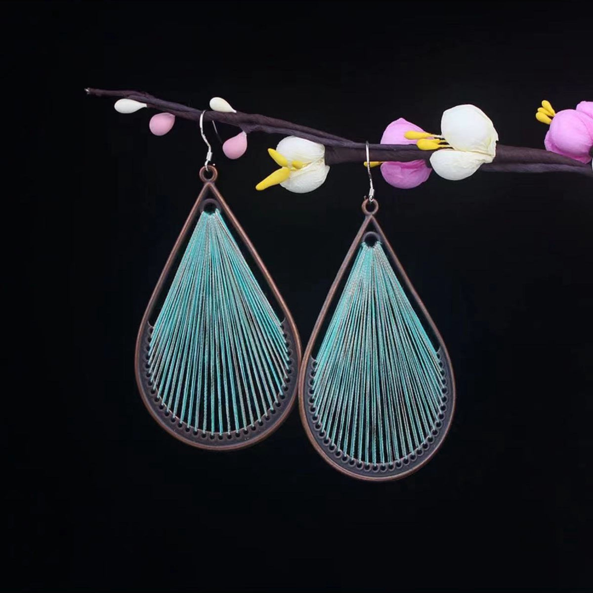 Vintage Jewelry Feather Tassel Earrings Bohemian Chandelier Earrings