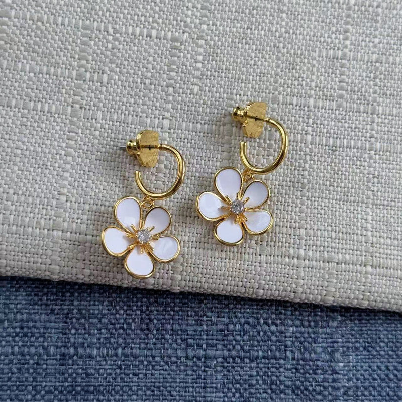 24K Gold Plated Flower Drop Earrings