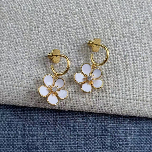 24K Gold Plated Flower Drop Earrings