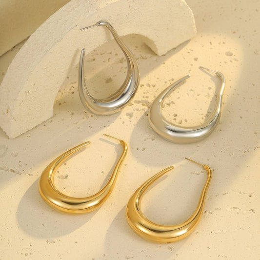 18k Gold Plated Hook Earrings Gorgeous Titanium Steel Jewelry