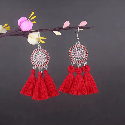 Vintage Jewelry Feather Tassel Earrings Bohemian Chandelier Earrings