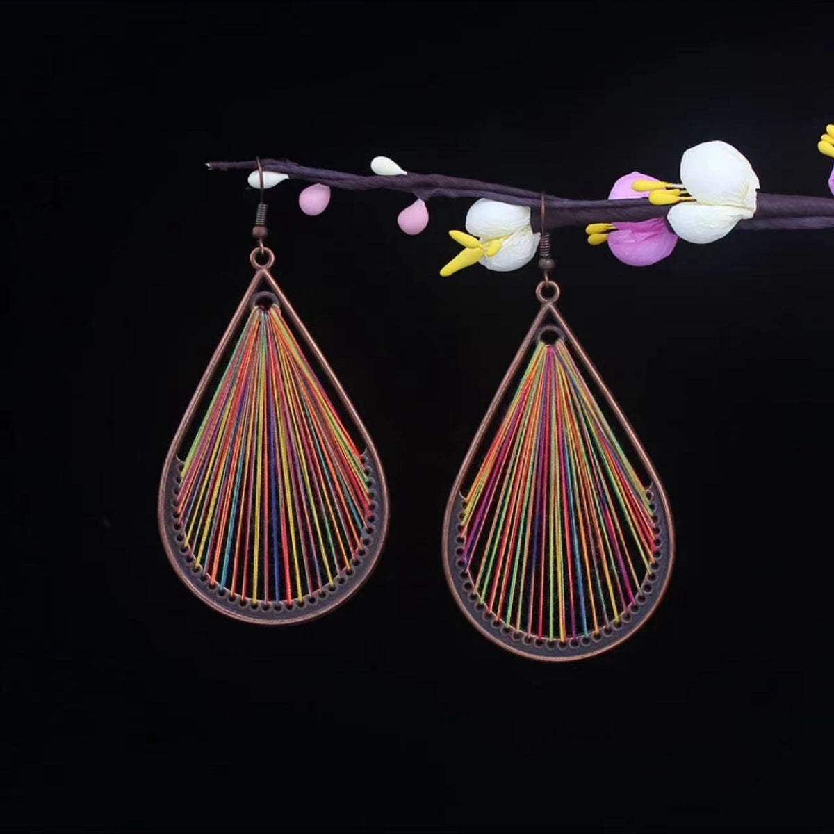 Vintage Jewelry Feather Tassel Earrings Bohemian Chandelier Earrings