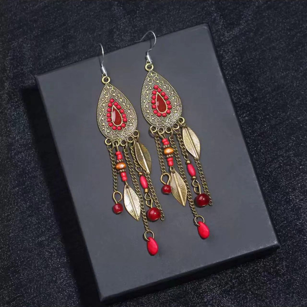 Vintage Jewelry Feather Tassel Earrings Bohemian Chandelier Earrings