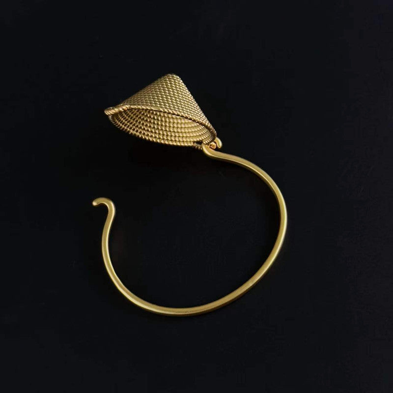 Vintage Matte 24k Gold Plated Hypoallergenic Grain Umbrella Bangle