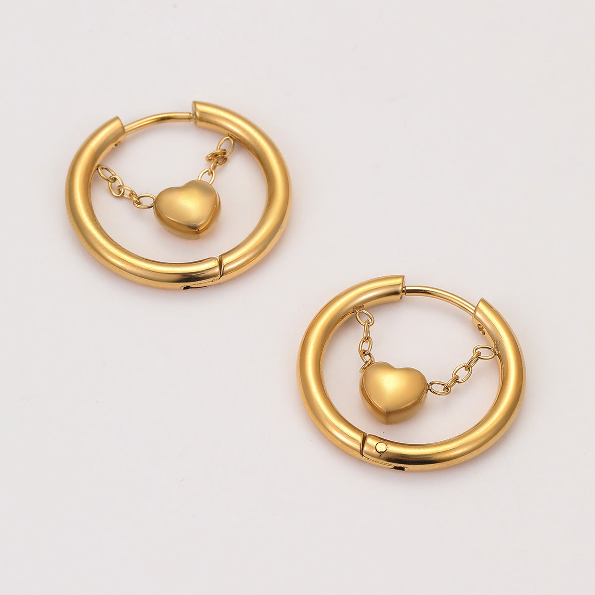 18k Gold Plated Heart Huggie Earrings Gorgeous Vintage Jewelry
