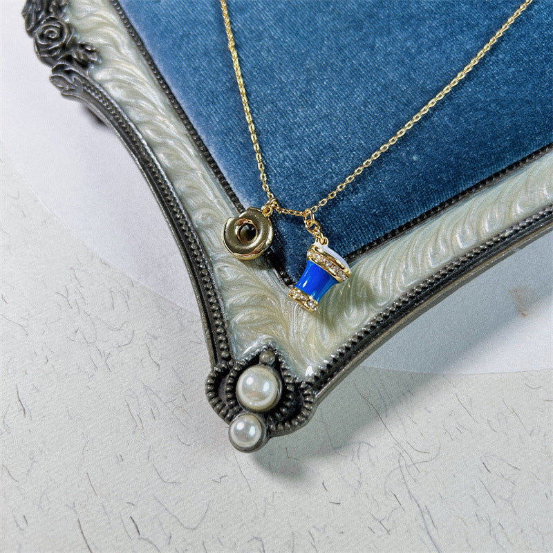 24K Solid Gold Plated Diamond Necklace With Ice Cream Donuts Pendant