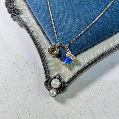 24K Solid Gold Plated Diamond Necklace With Ice Cream Donuts Pendant