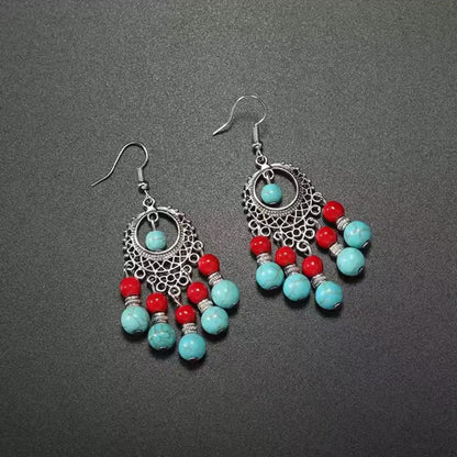 Vintage Jewelry Feather Tassel Earrings Bohemian Chandelier Earrings