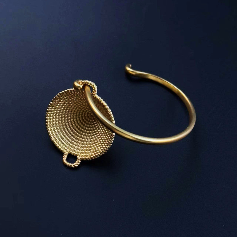 Vintage Matte 24k Gold Plated Hypoallergenic Grain Umbrella Bangle