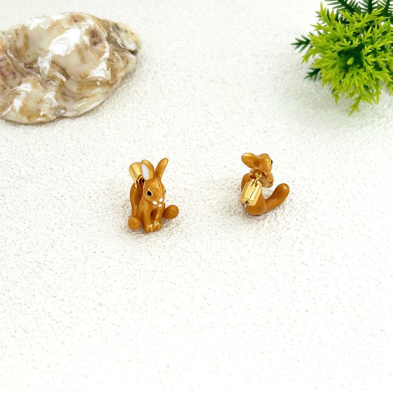 Enamel Earrings 24K Solid Gold Plated With Silver Needle